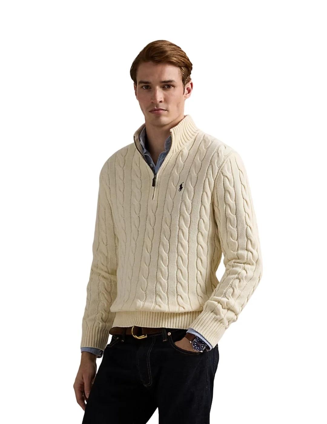 Ralph Lauren Jersey de punto de ochos Crema