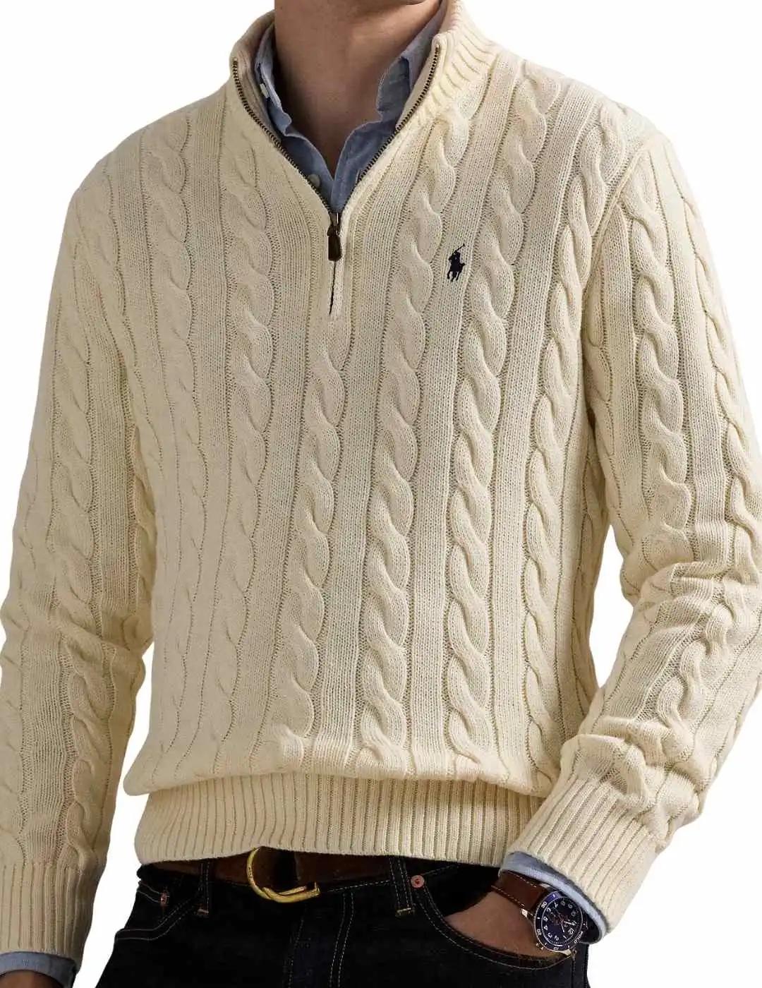 Ralph Lauren Jersey de punto de ochos Crema
