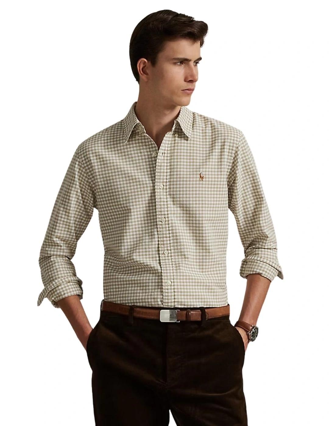 Ralph Lauren Camisa Oxford cuadros Beige
