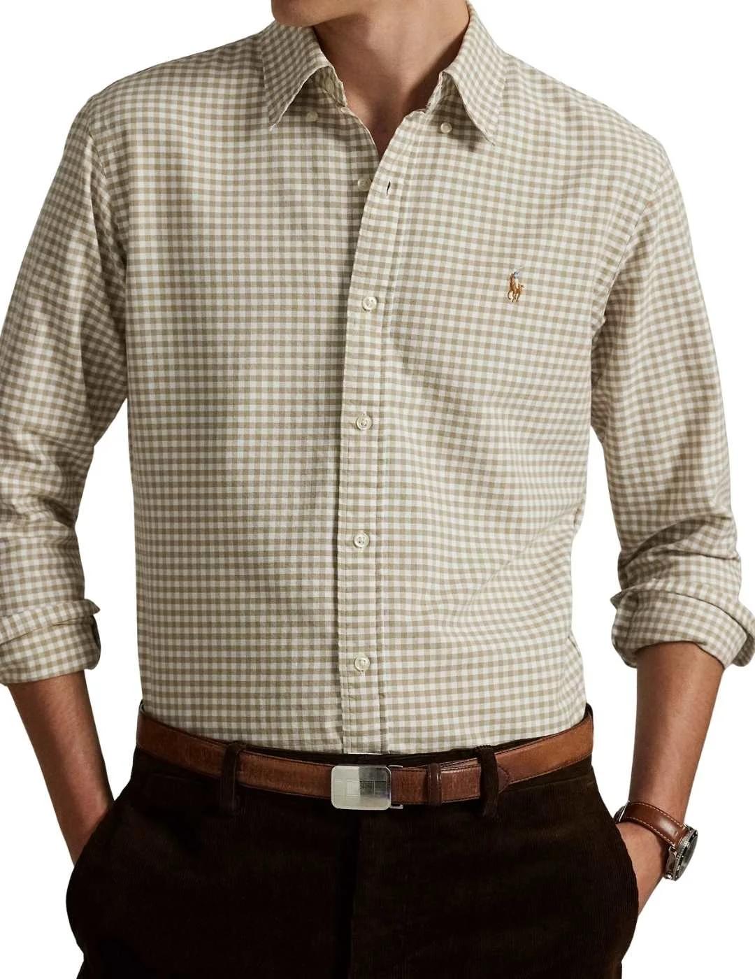 Ralph Lauren Camisa Oxford cuadros Beige