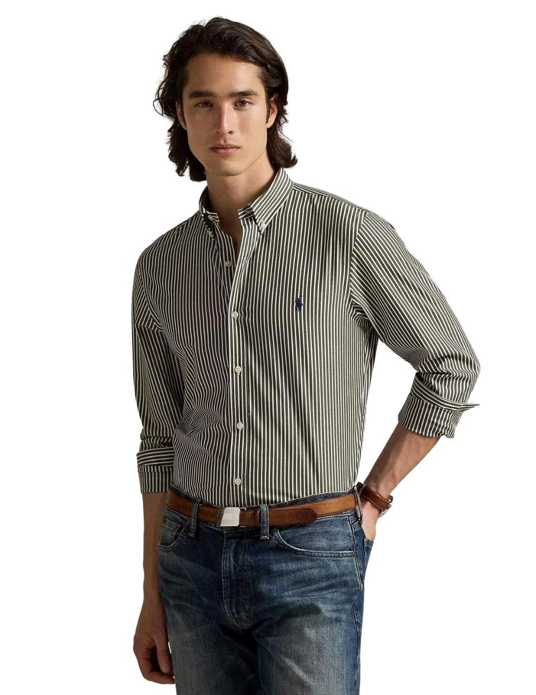 Ralph Lauren Camisa rayas Verde Custom Fit