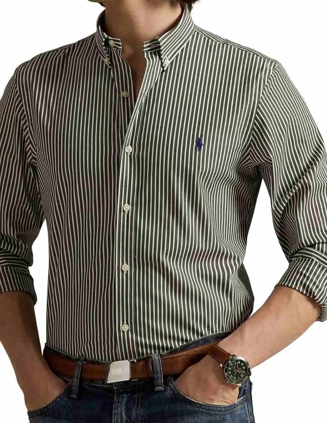 Ralph Lauren Camisa rayas Verde Custom Fit