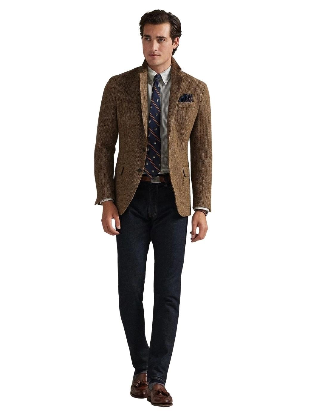 Ralph Lauren Camisa Oxford rayas Verde Custom Fit