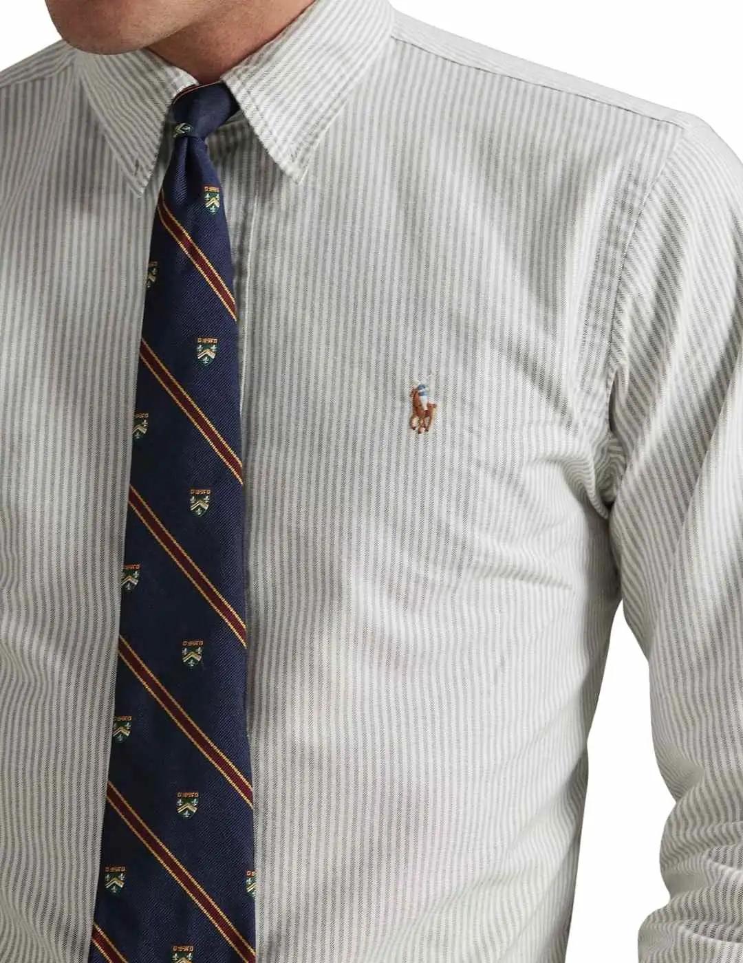 Ralph Lauren Camisa Oxford rayas Verde Custom Fit