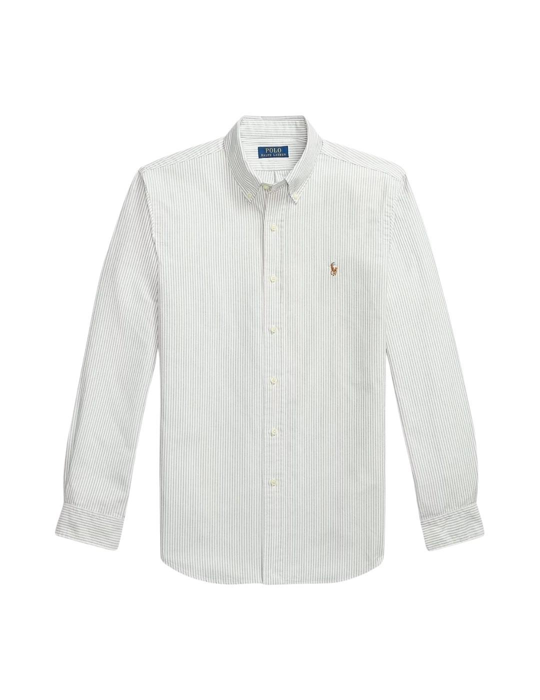 Ralph Lauren Camisa Oxford rayas Verde Custom Fit