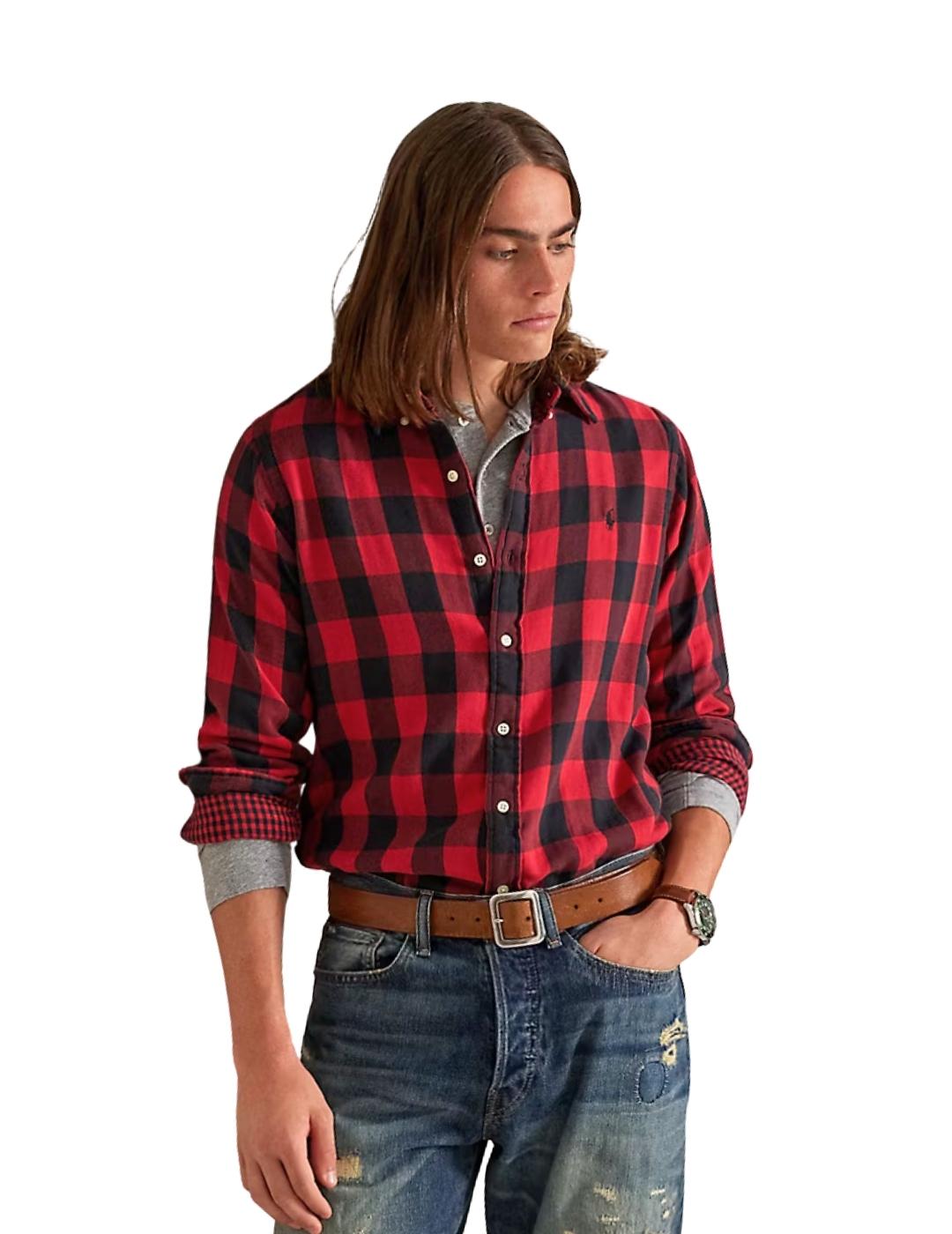 Ralph Lauren Camisa Custom fit de cuadros Roja