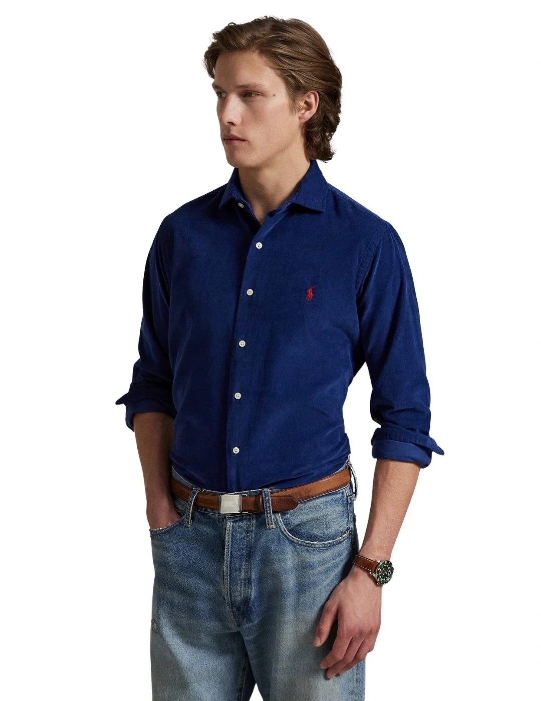 Ralph Lauren Camisa de pana Custom Fit Marino