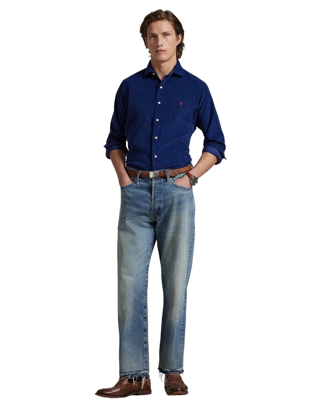 Ralph Lauren Camisa de pana Custom Fit Marino