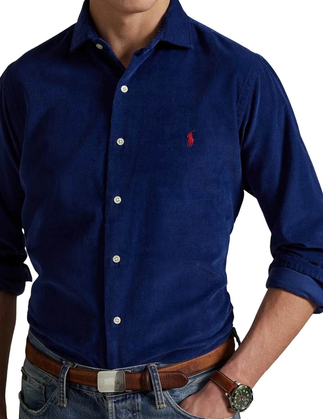 Ralph Lauren Camisa de pana Custom Fit Marino