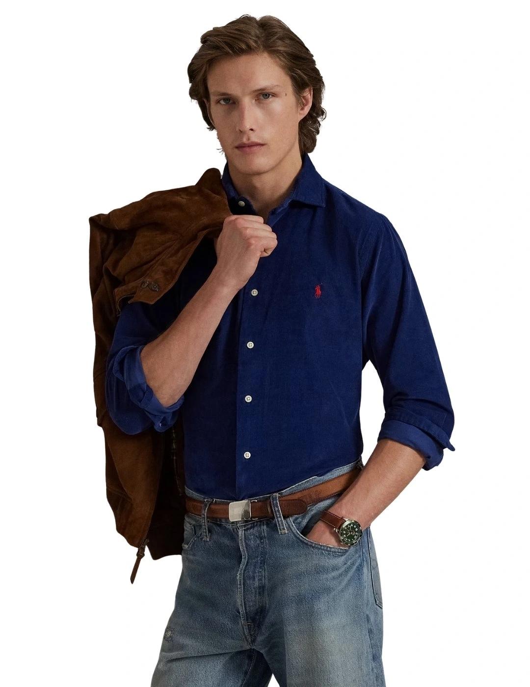 Ralph Lauren Camisa de pana Custom Fit Marino