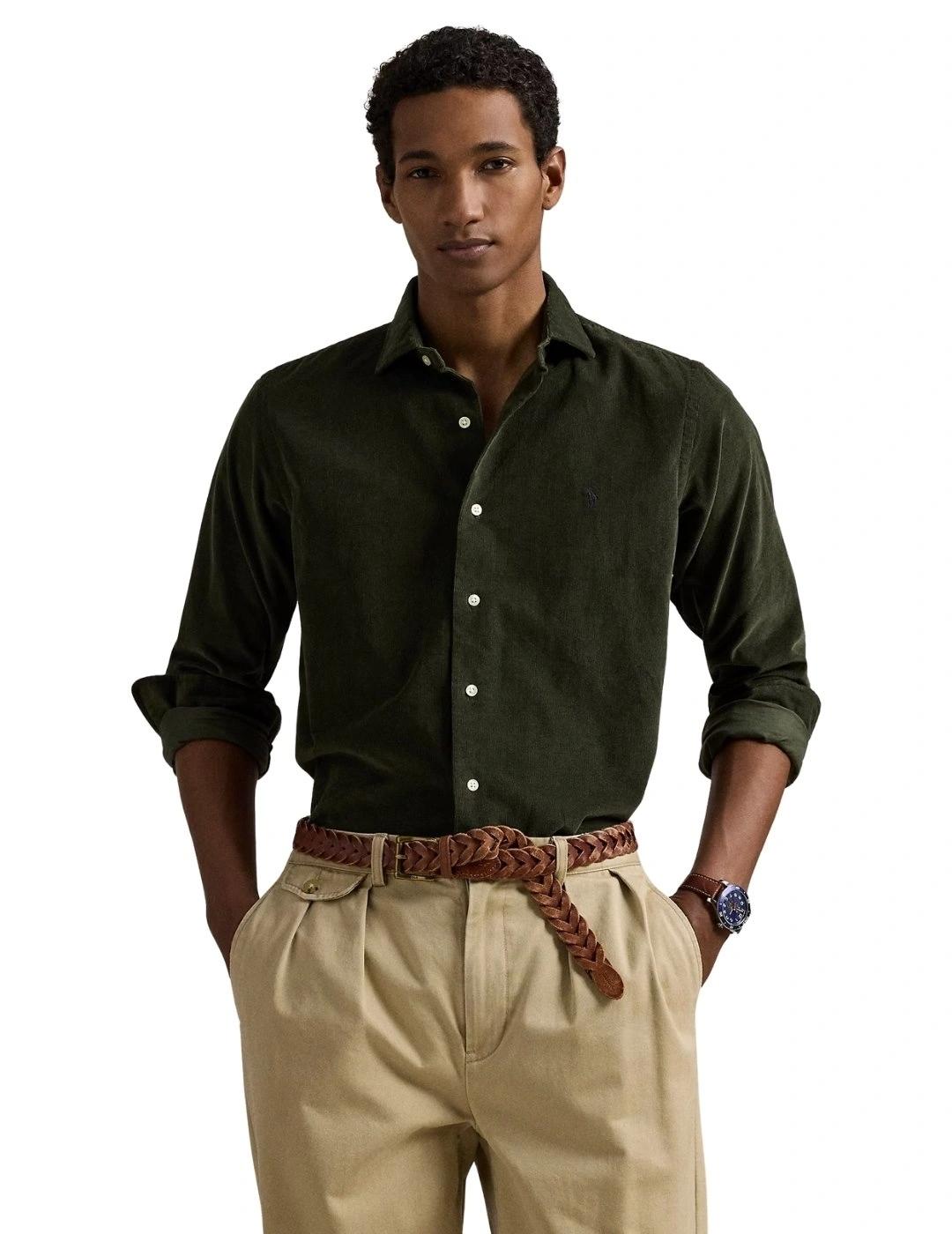 Ralph Lauren Camisa de pana Custom Fit Verde