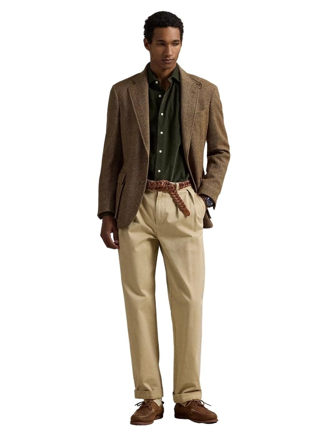 Ralph Lauren Camisa de pana Custom Fit Verde