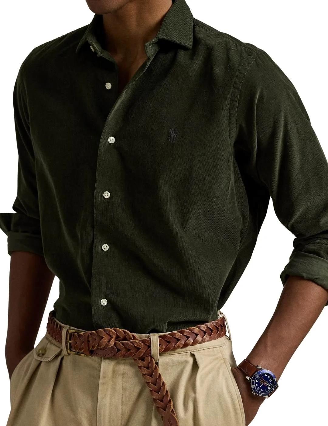 Ralph Lauren Camisa de pana Custom Fit Verde