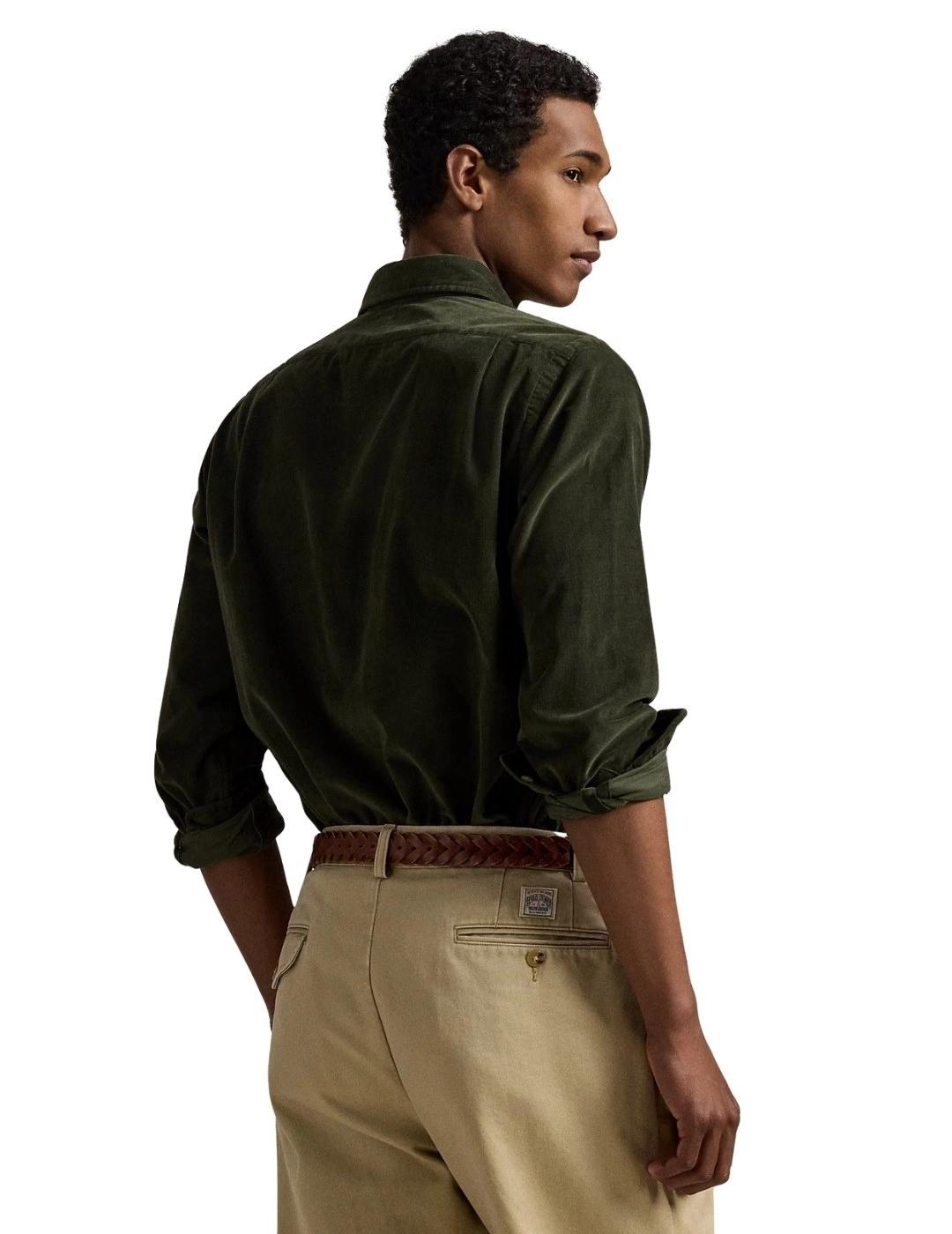 Ralph Lauren Camisa de pana Custom Fit Verde