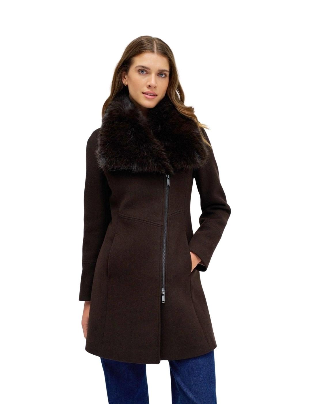 Salsa Abrigo de paño Grace con pelo Marrón