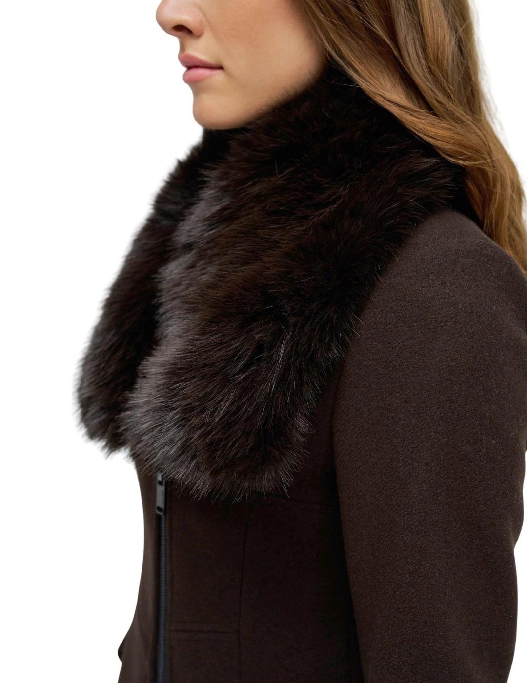 Salsa Abrigo de paño Grace con pelo Marrón