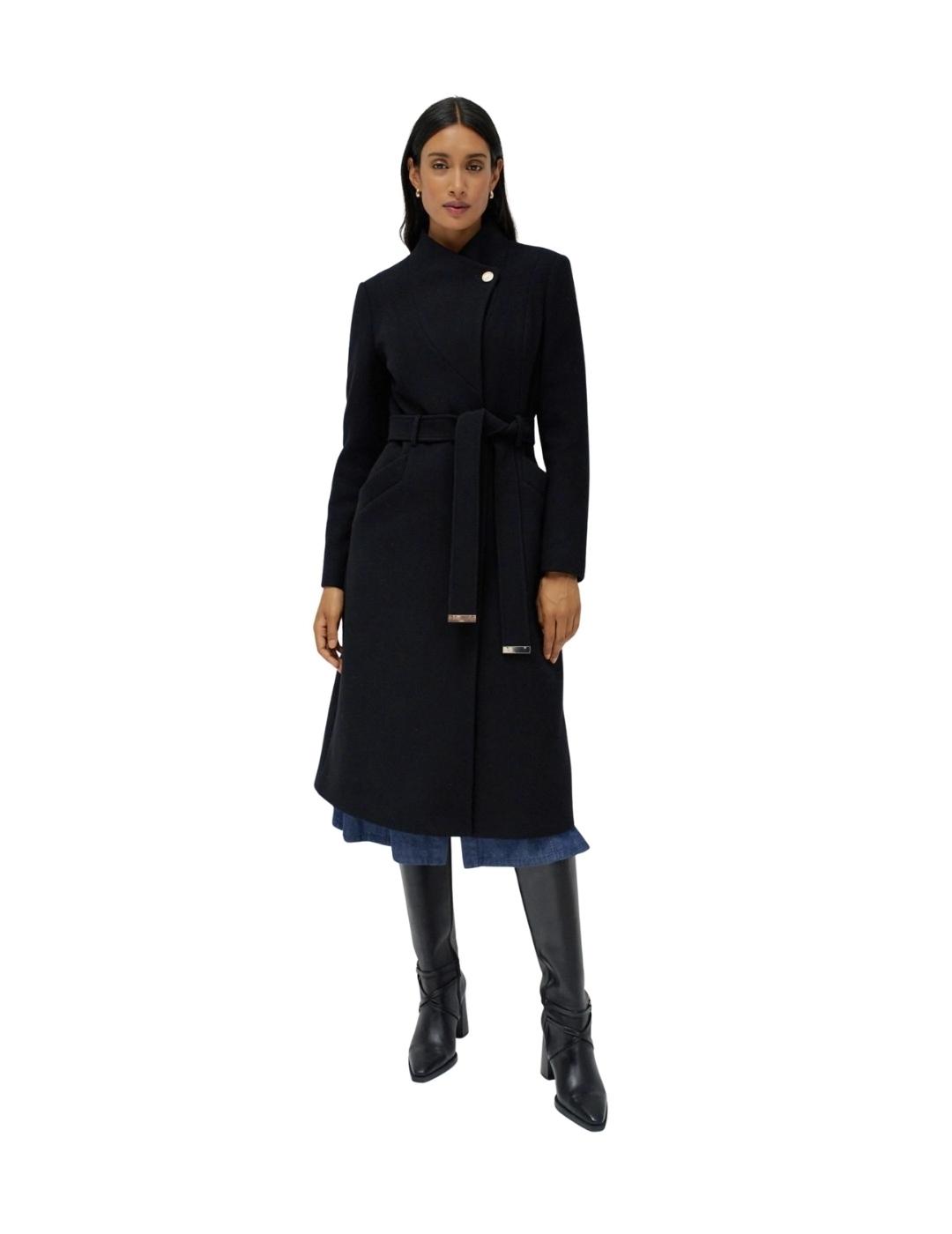 Salsa Abrigo paño Grace largo con cinturón Negro
