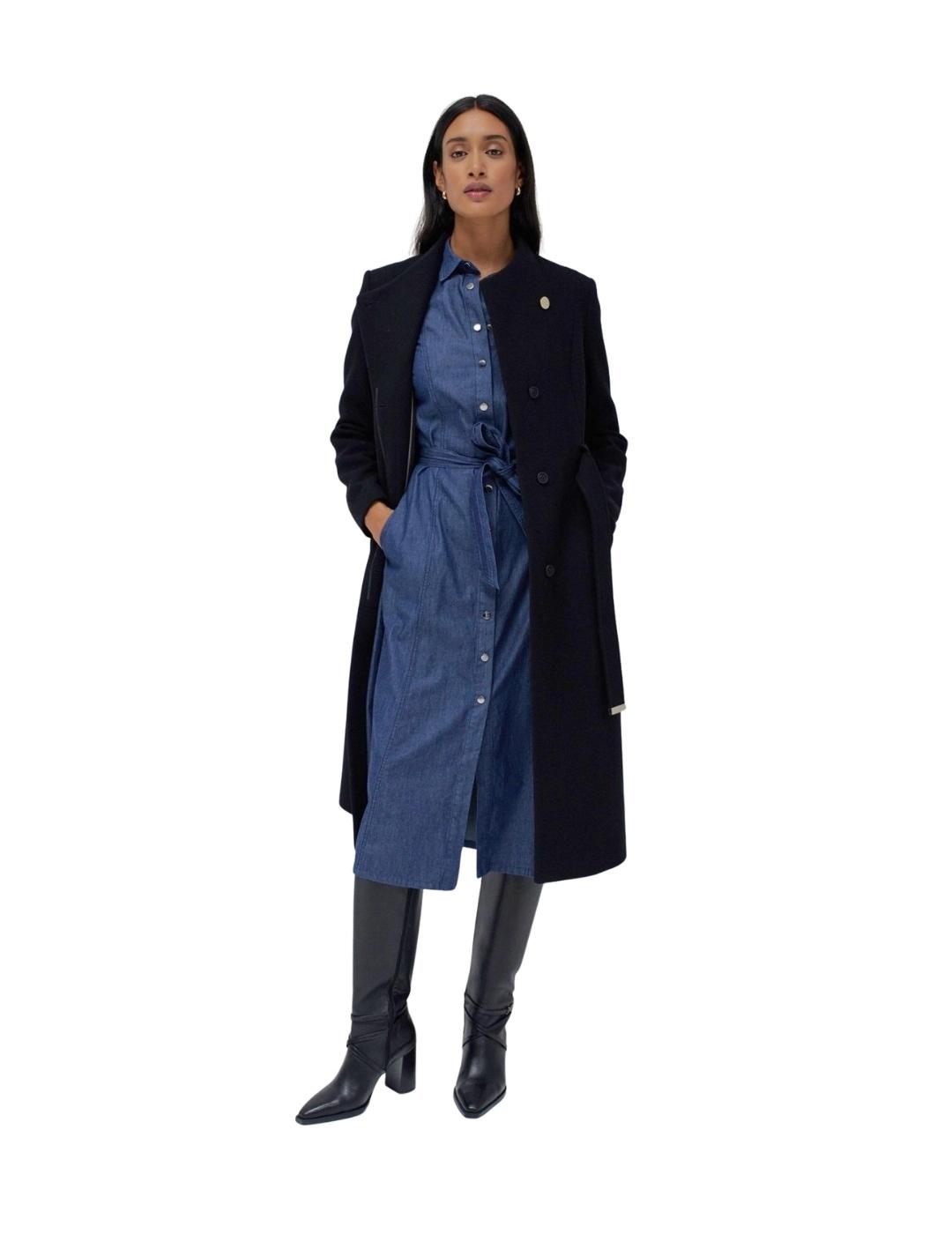 Salsa Abrigo paño Grace largo con cinturón Negro