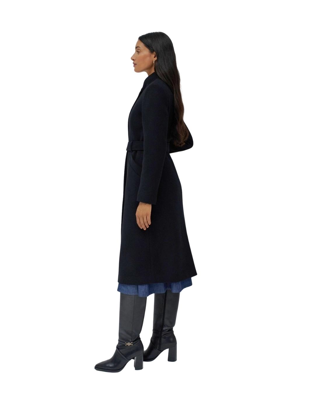 Salsa Abrigo paño Grace largo con cinturón Negro