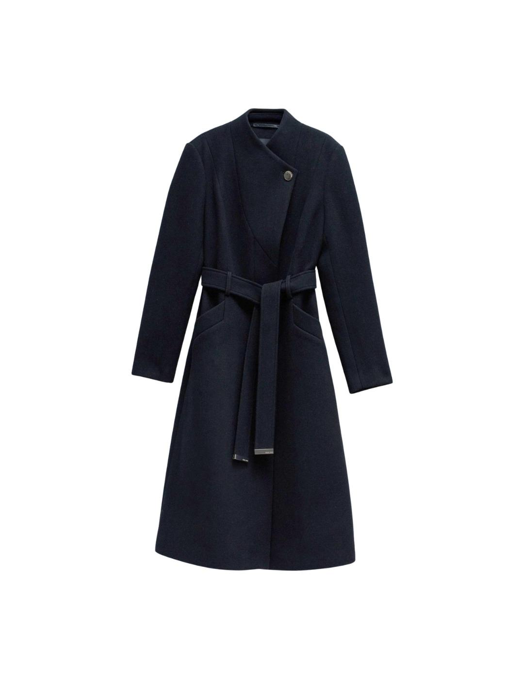 Salsa Abrigo paño Grace largo con cinturón Negro
