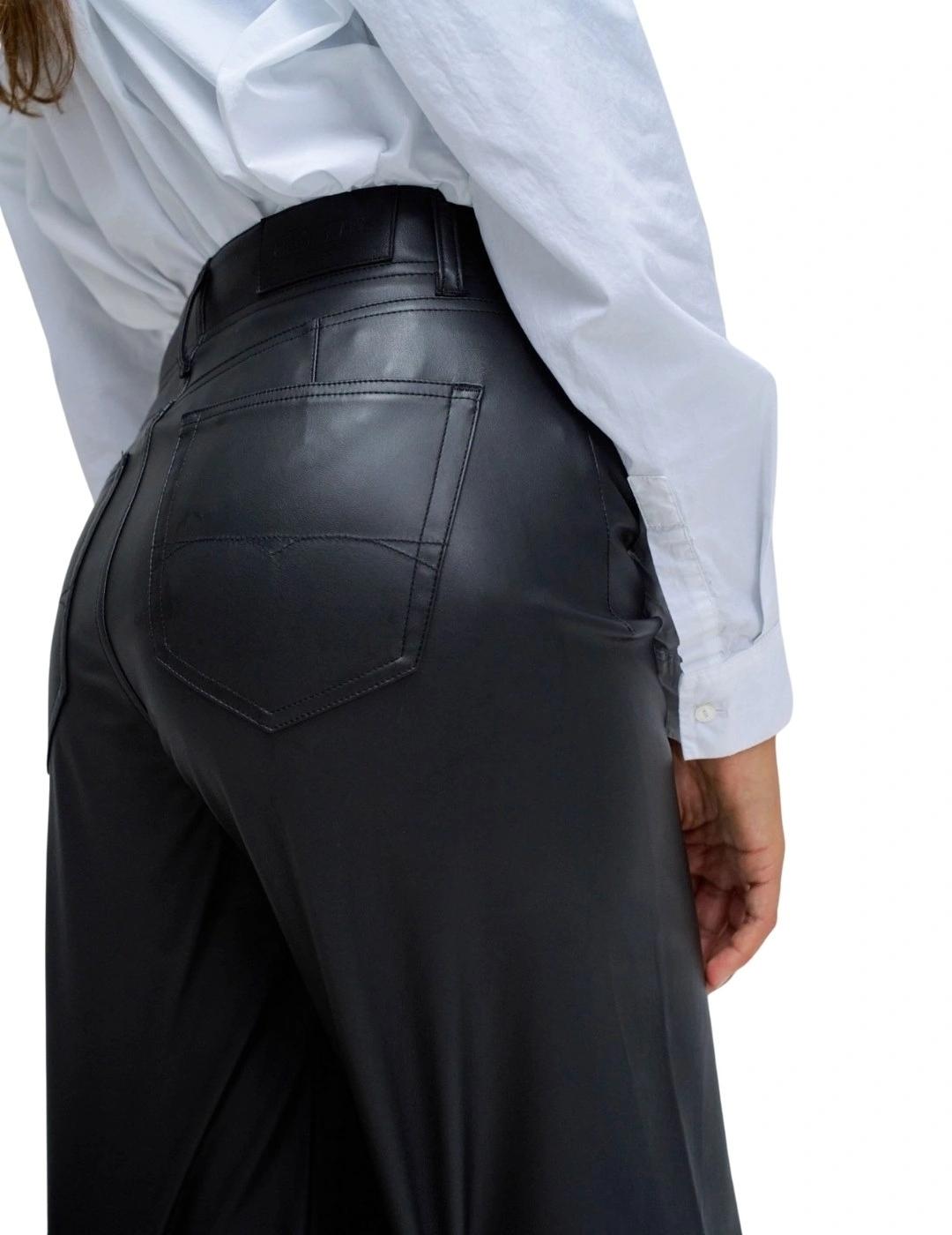 Salsa Pantalones True Cropped Wide Efecto piel