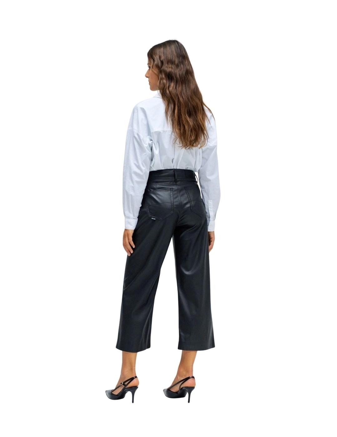 Salsa Pantalones True Cropped Wide Efecto piel