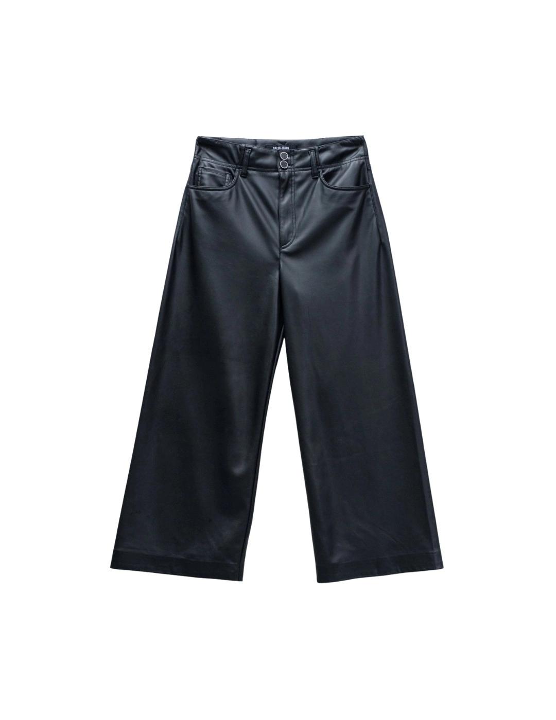 Salsa Pantalones True Cropped Wide Efecto piel