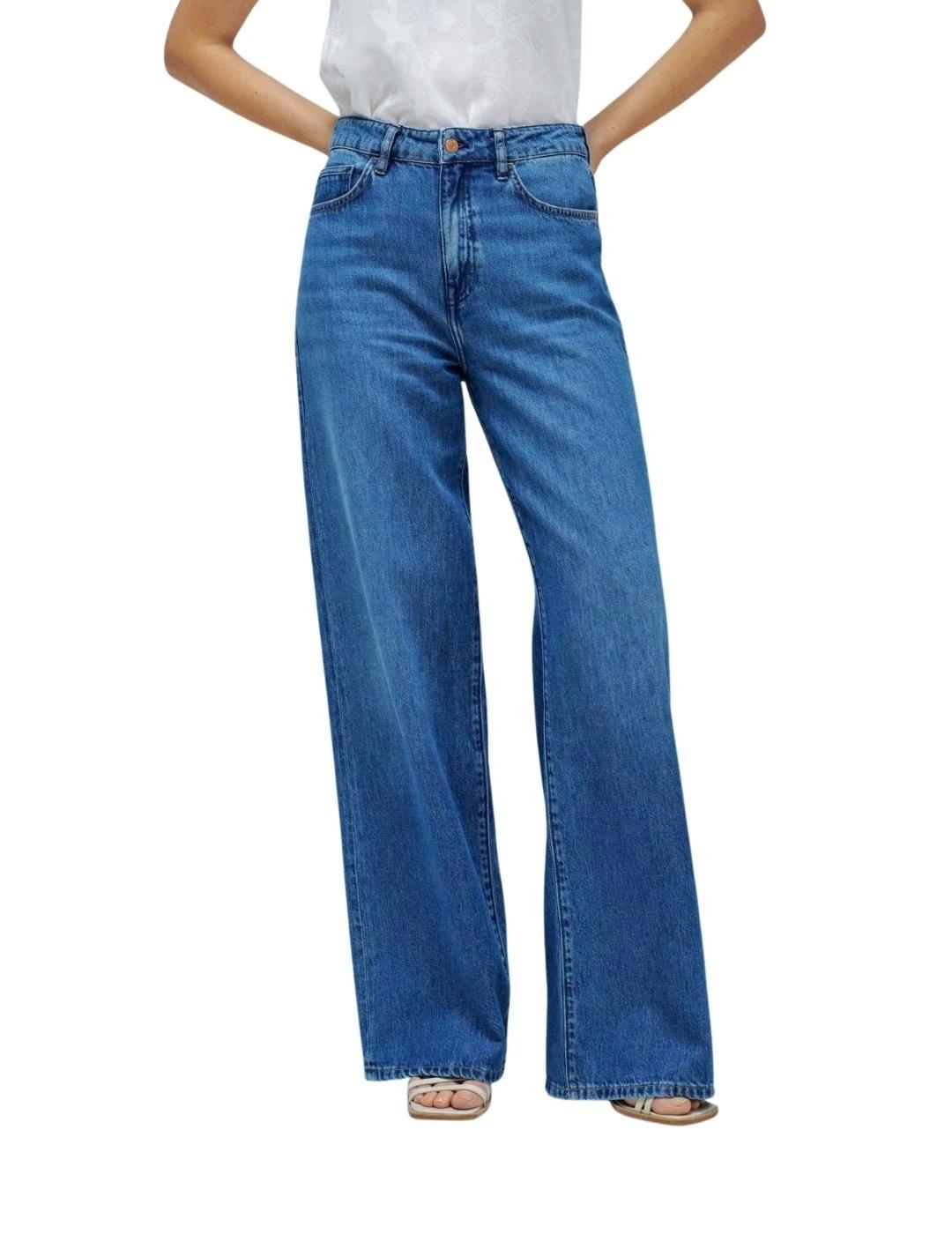 Salsa Pantalones Wide Leg In Denim Medium Light