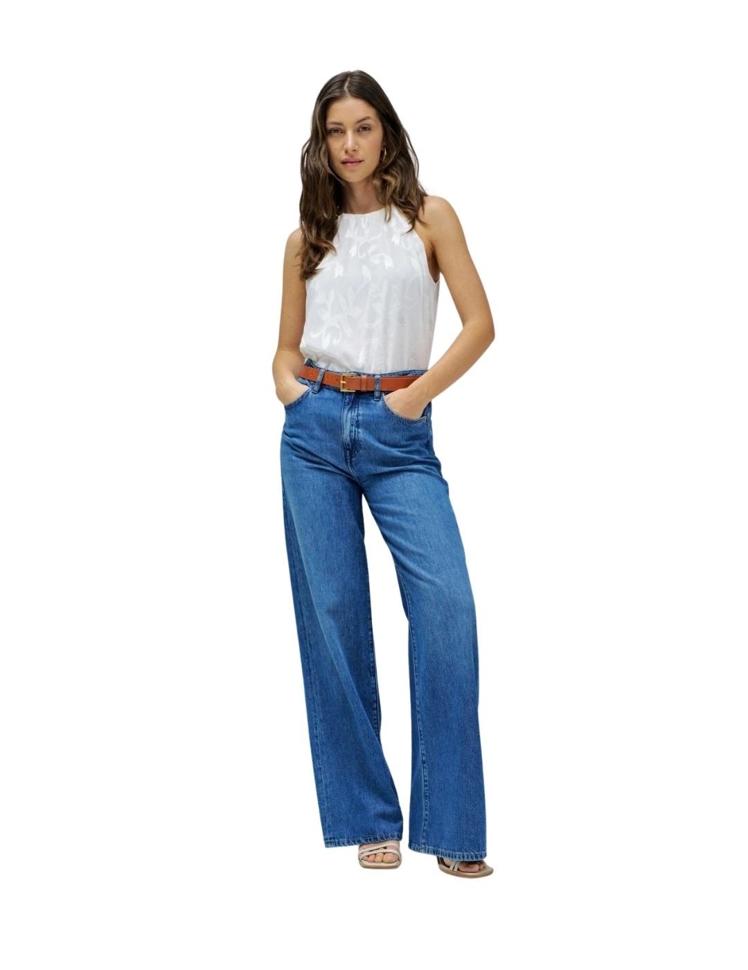 Salsa Pantalones Wide Leg In Denim Medium Light