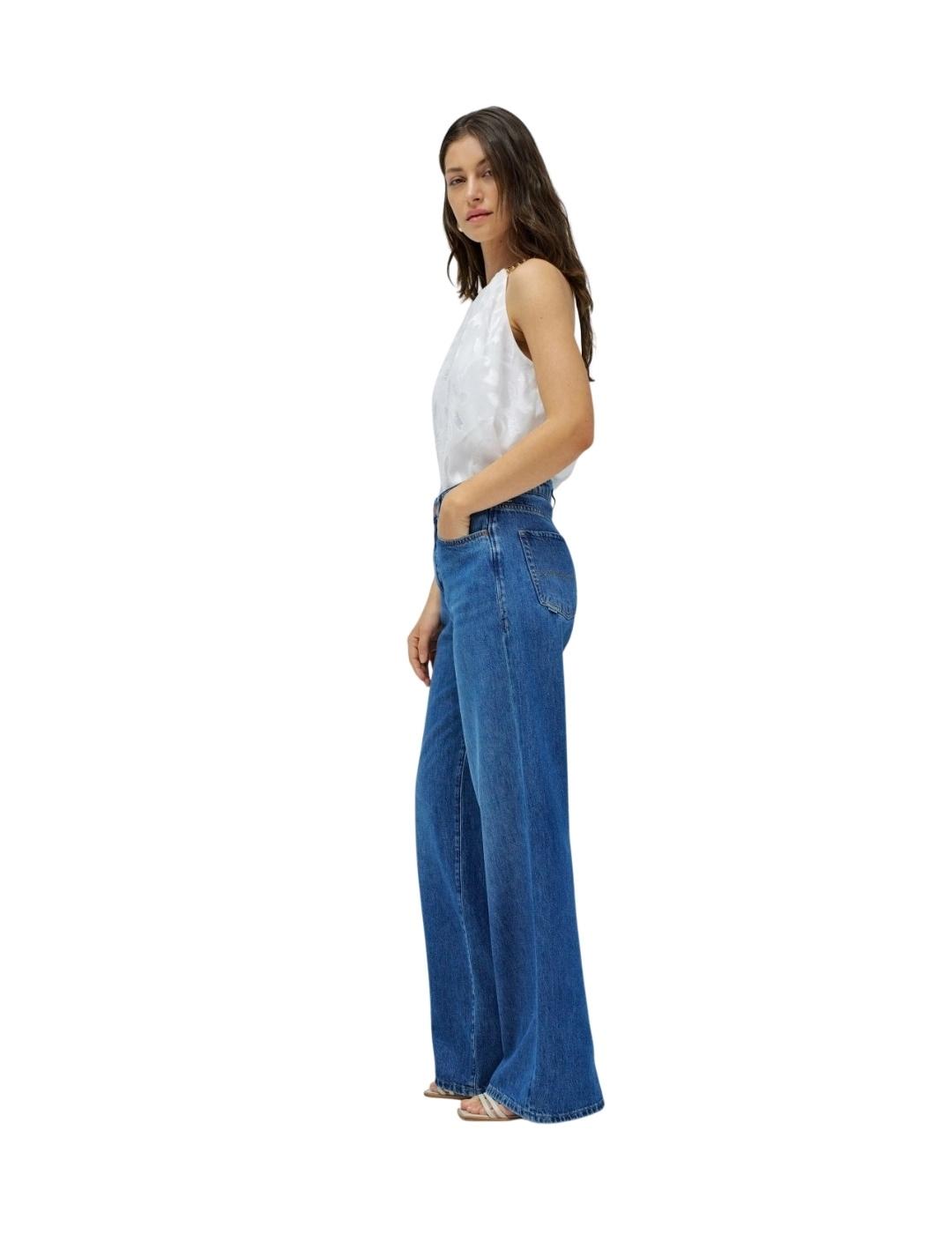 Salsa Pantalones Wide Leg In Denim Medium Light