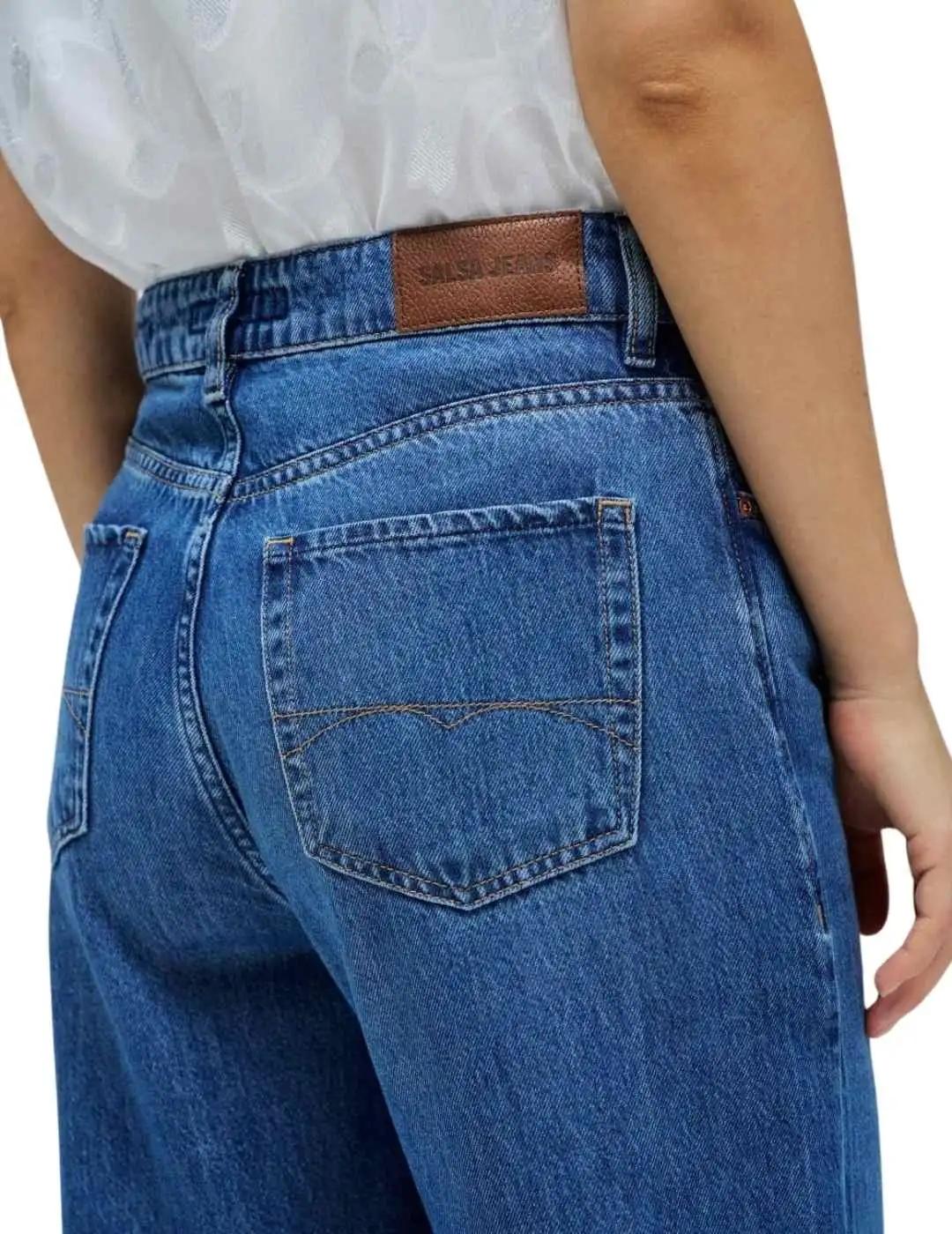 Salsa Pantalones Wide Leg In Denim Medium Light