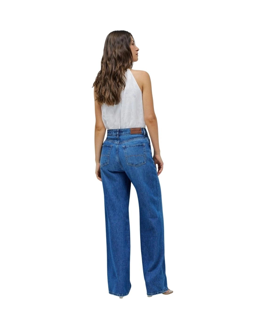 Salsa Pantalones Wide Leg In Denim Medium Light