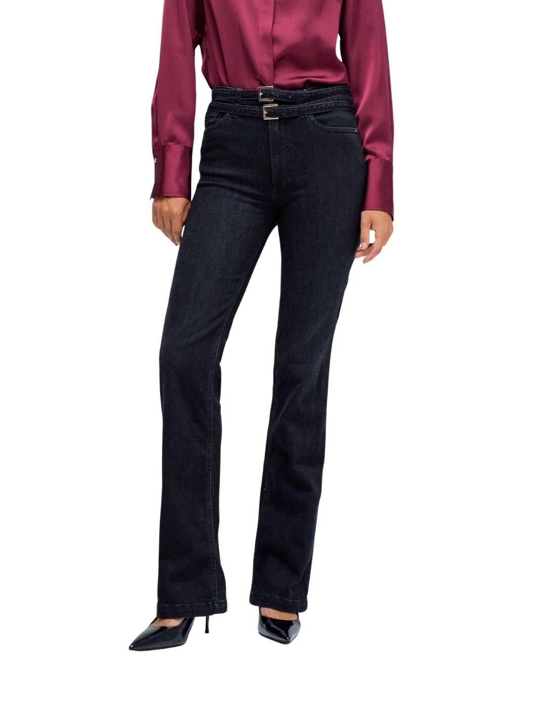 Salsa Pantalones Destiny Bootcut Double Belt Negro
