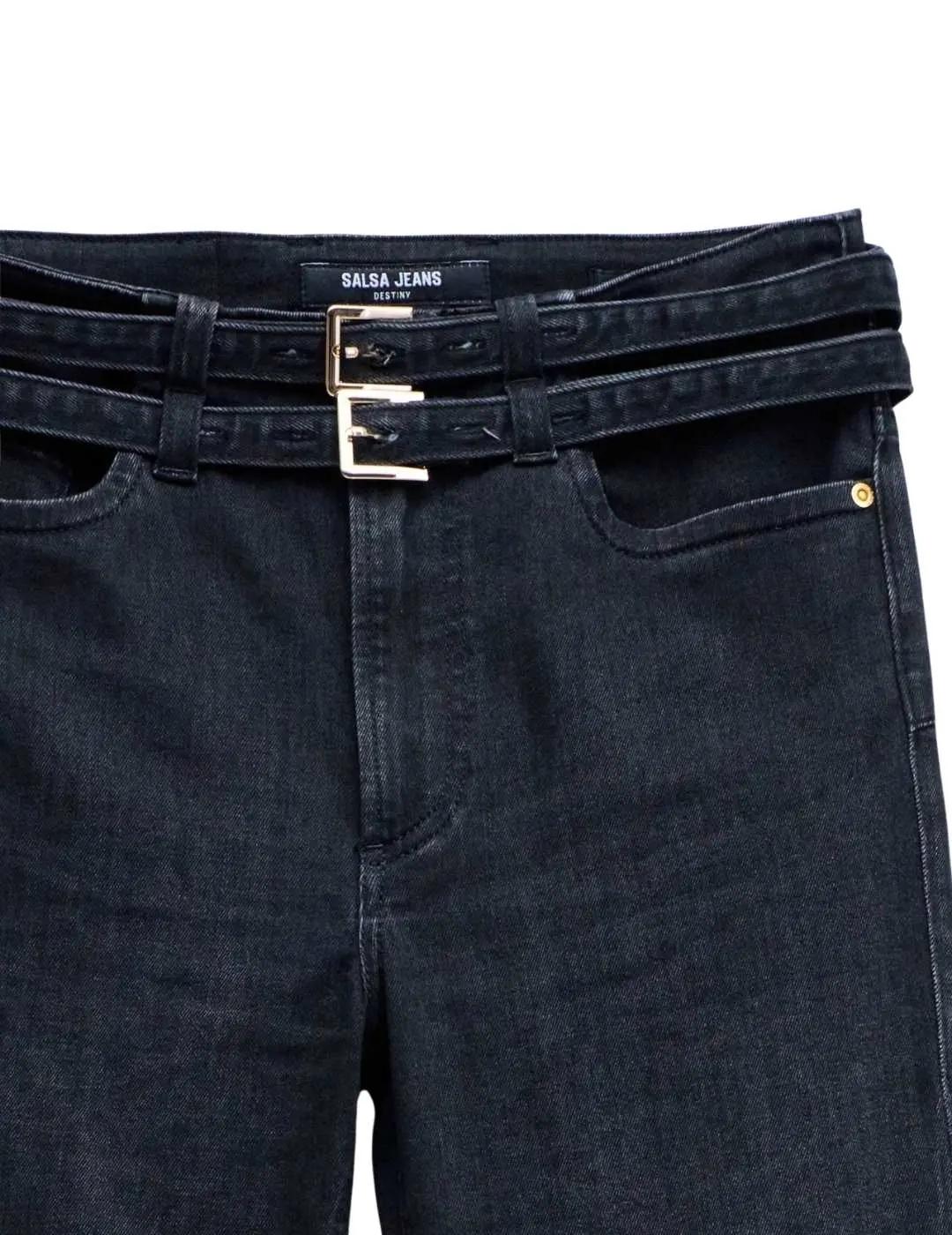 Salsa Pantalones Destiny Bootcut Double Belt Negro