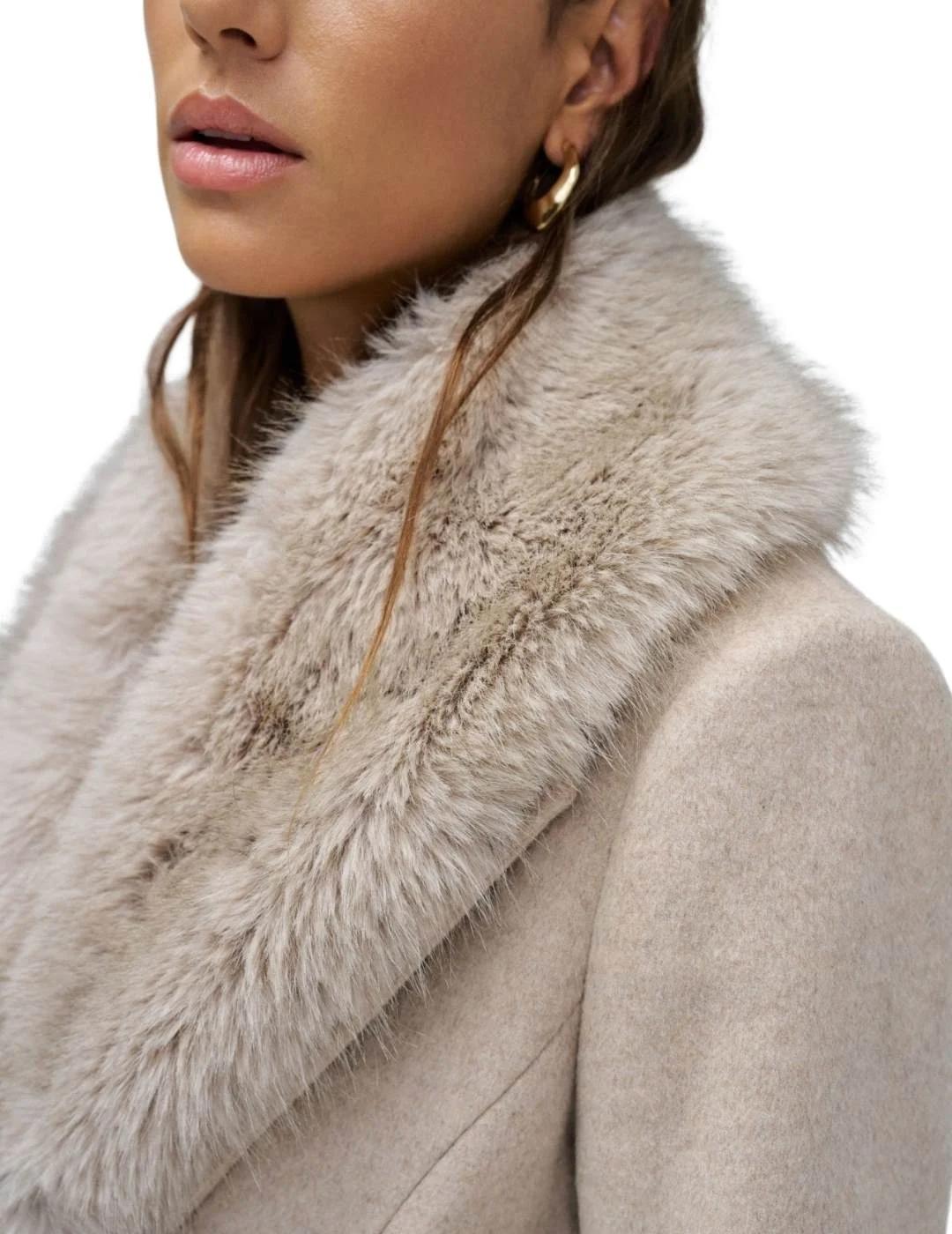 Salsa Abrigo de paño Grace largo con pelo Beige