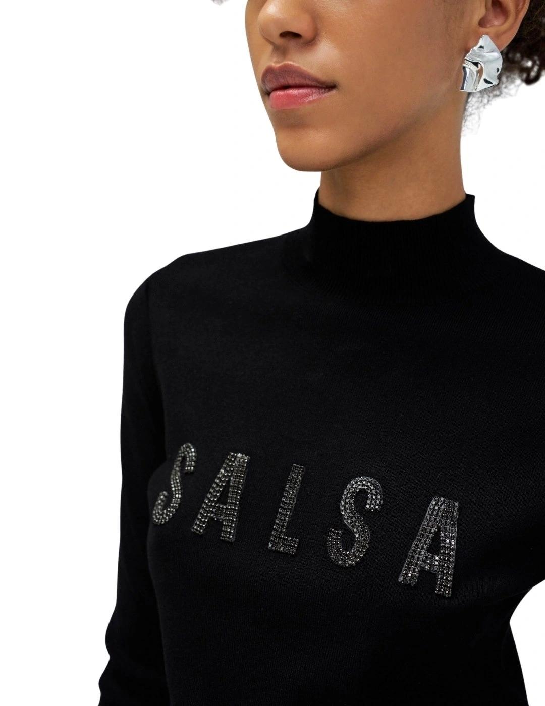 Salsa Jersey de punto acanalado con logo Negro