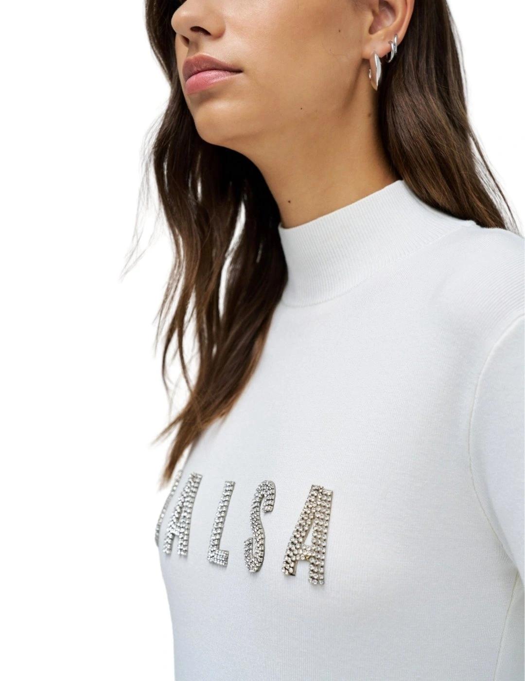 Salsa Jersey de punto acanalado con logo Blanco