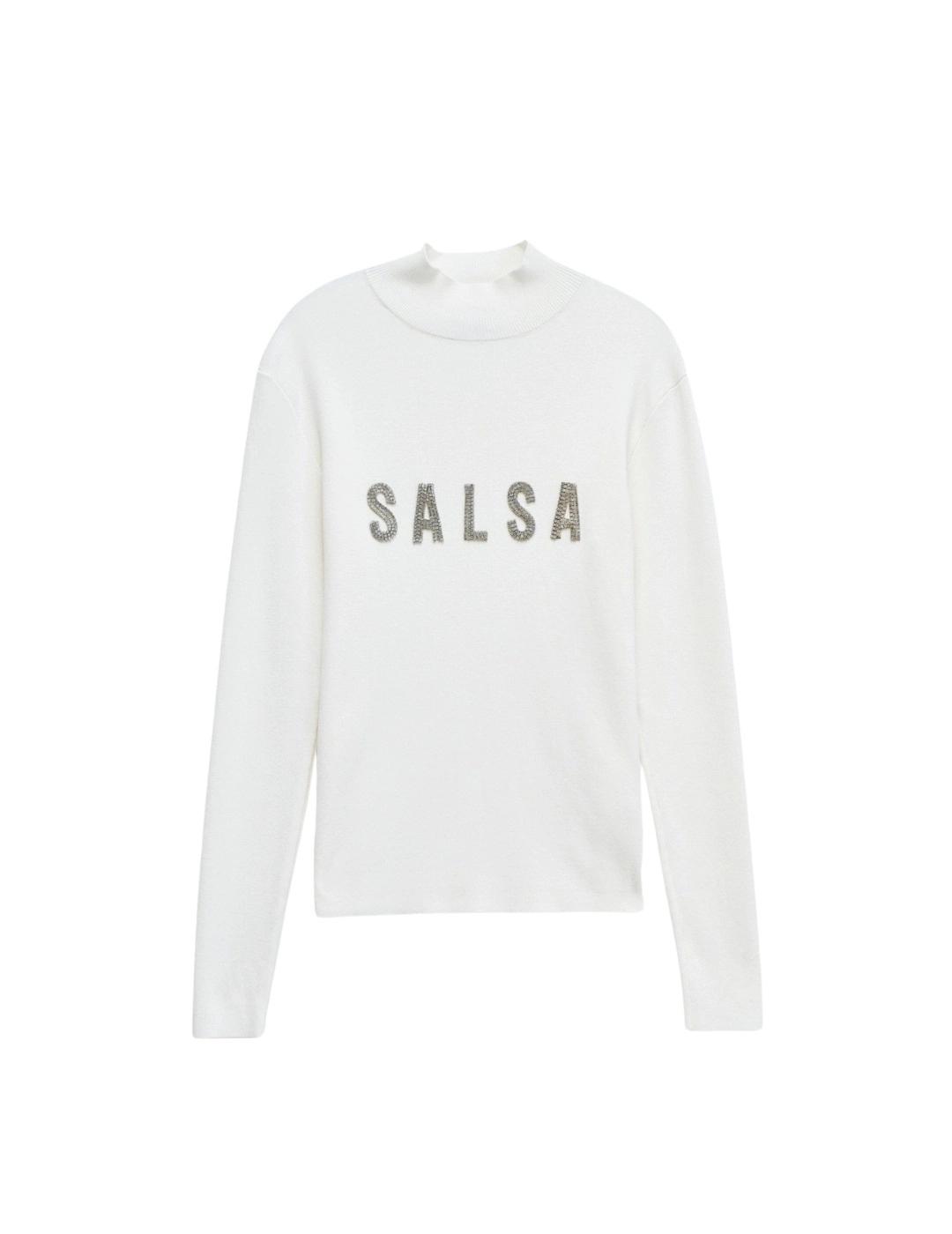 Salsa Jersey de punto acanalado con logo Blanco