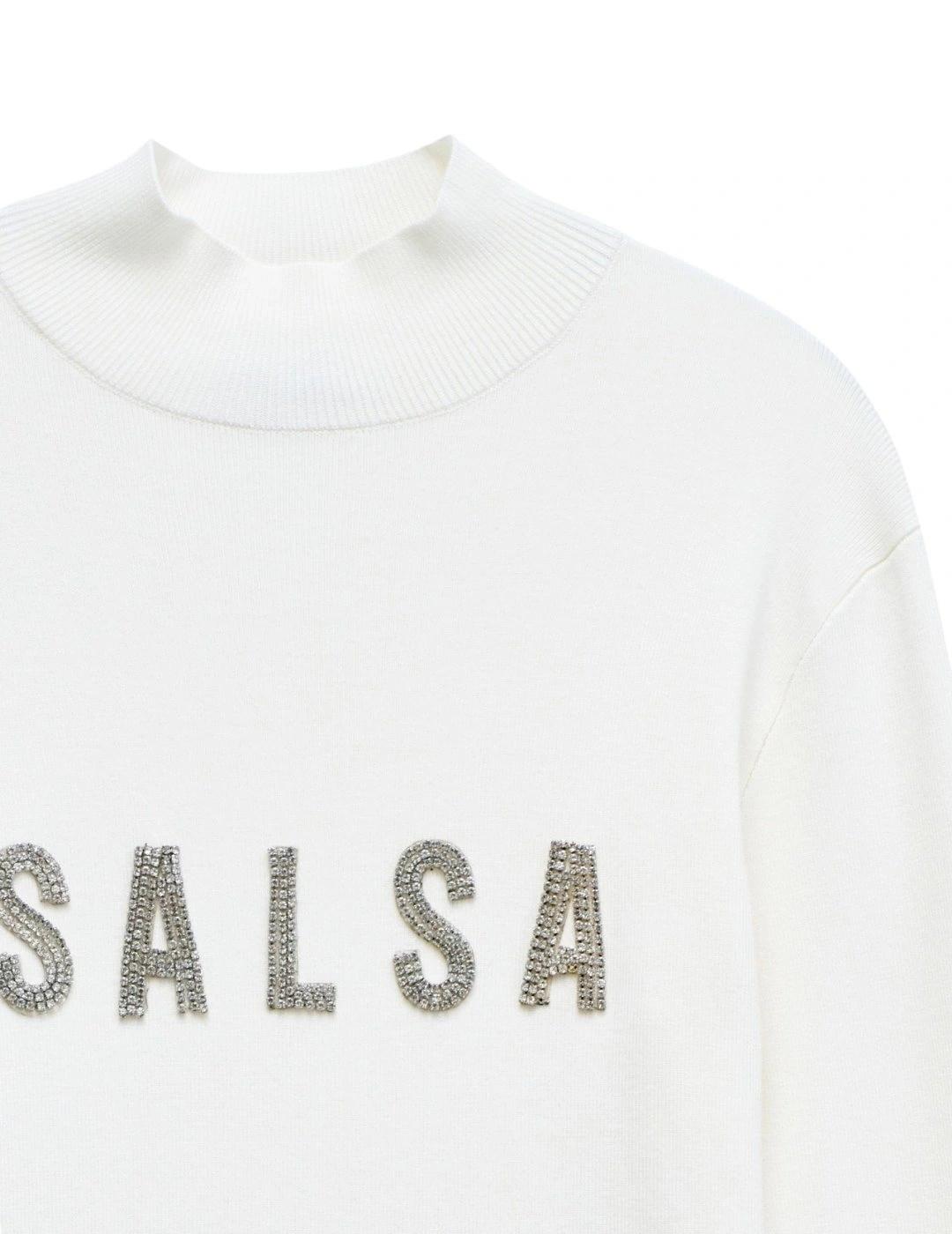 Salsa Jersey de punto acanalado con logo Blanco