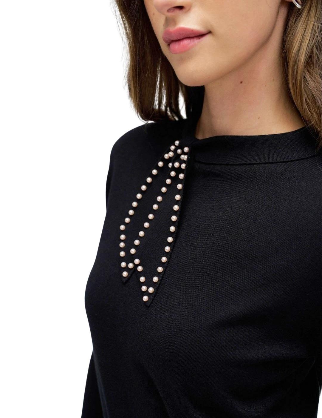 Salsa Jersey de punto con lazo Negro