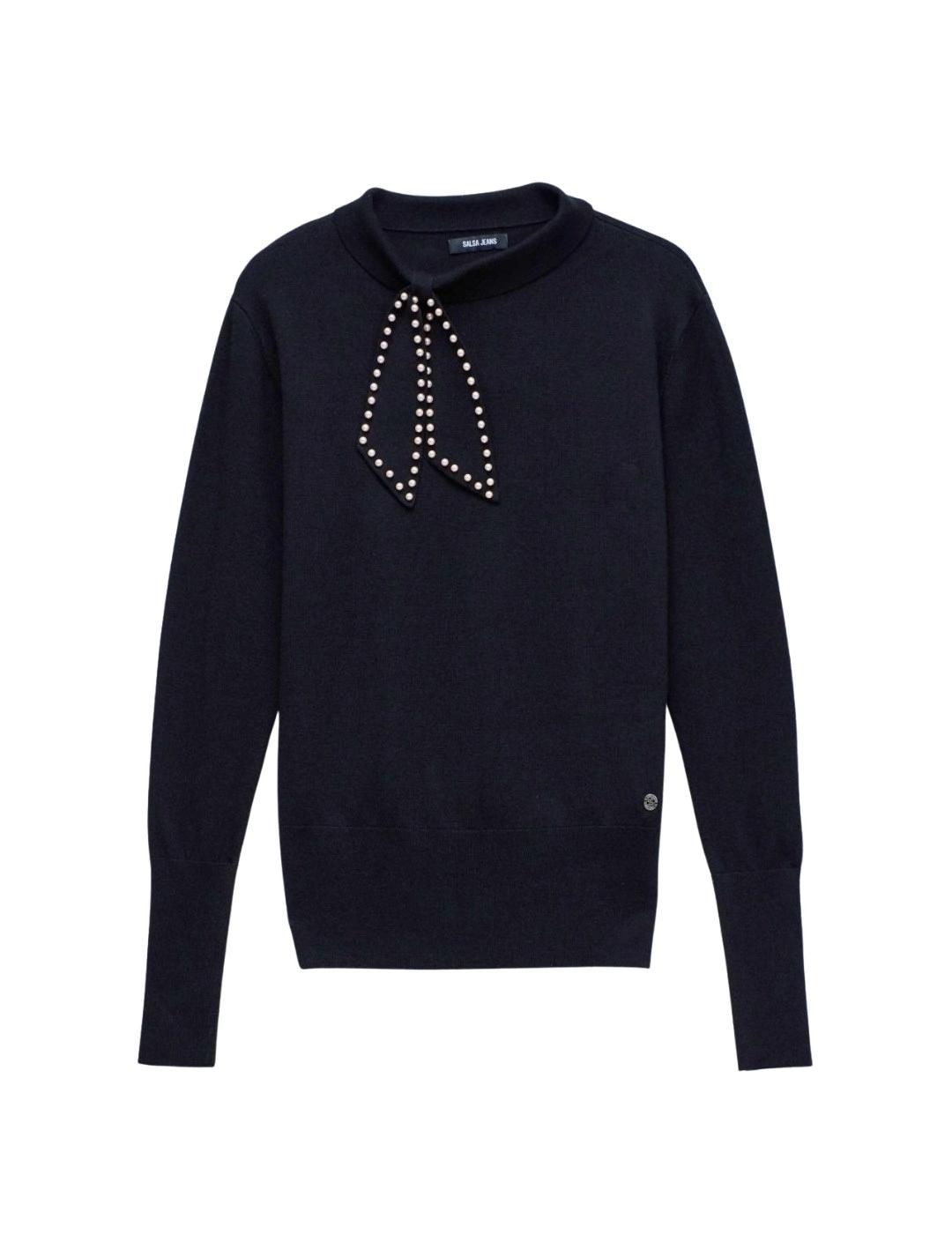 Salsa Jersey de punto con lazo Negro