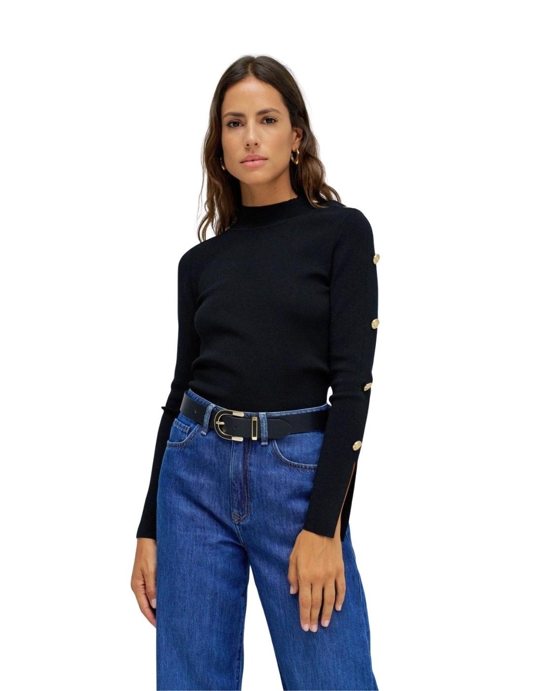 Salsa Jersey de punto Negro con botones dorados