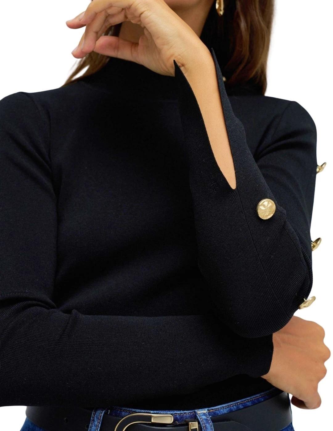 Salsa Jersey de punto Negro con botones dorados