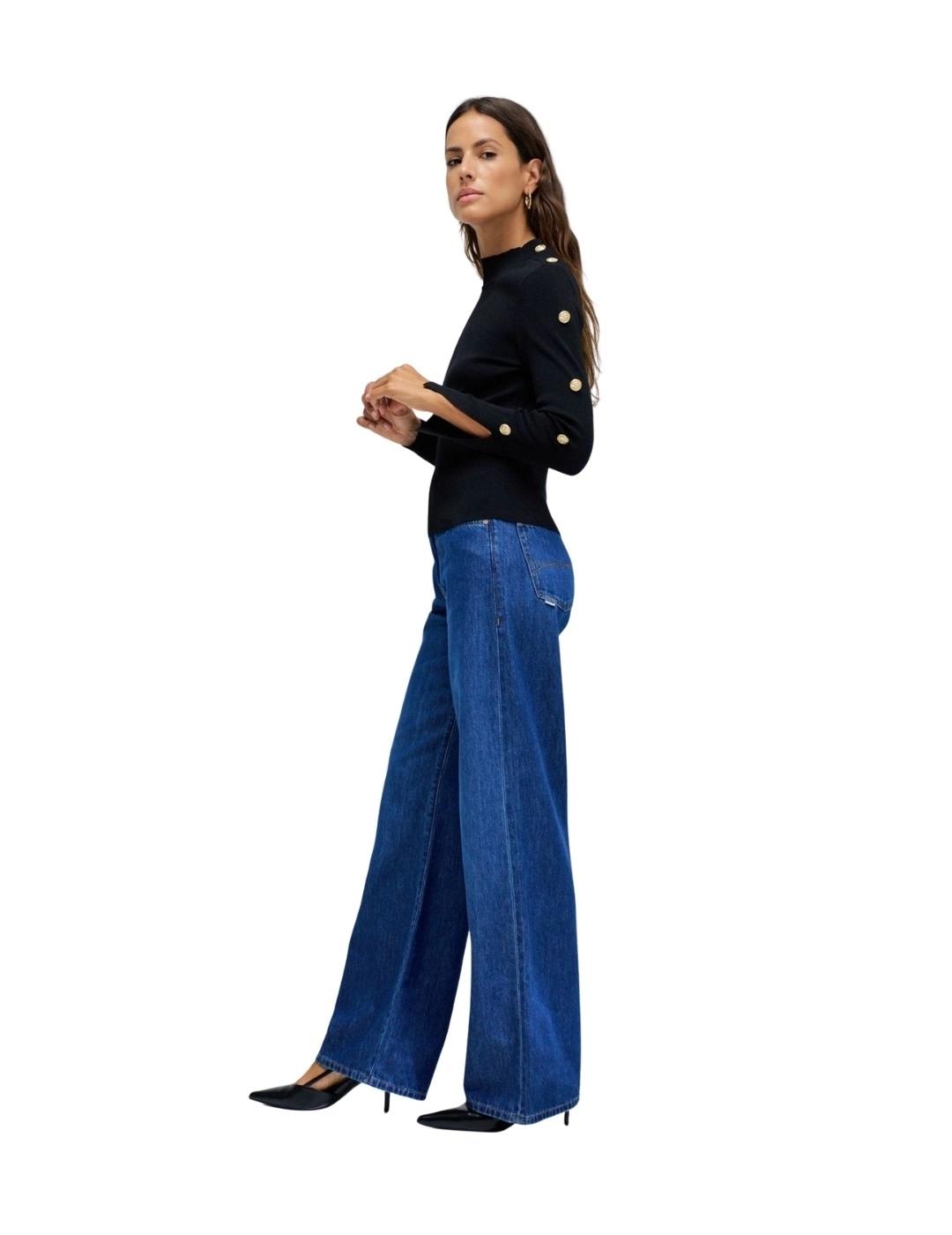 Salsa Jersey de punto Negro con botones dorados