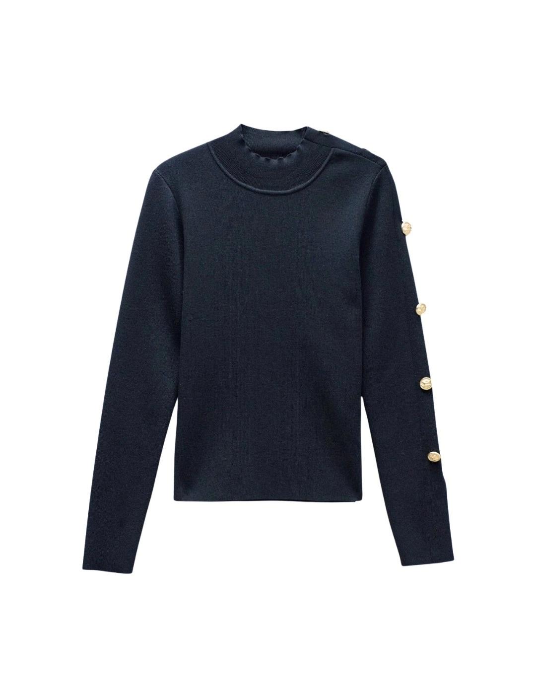 Salsa Jersey de punto Negro con botones dorados