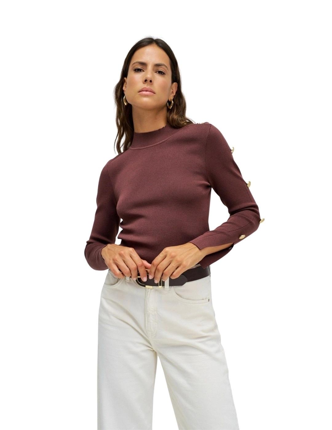 Salsa Jersey de punto Marrón con botones dorados