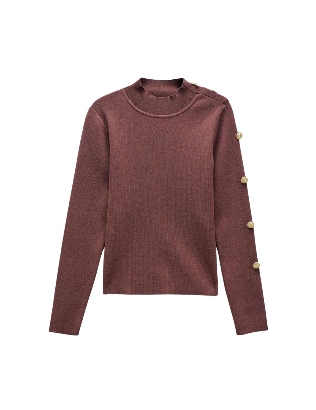 Salsa Jersey de punto Marrón con botones dorados