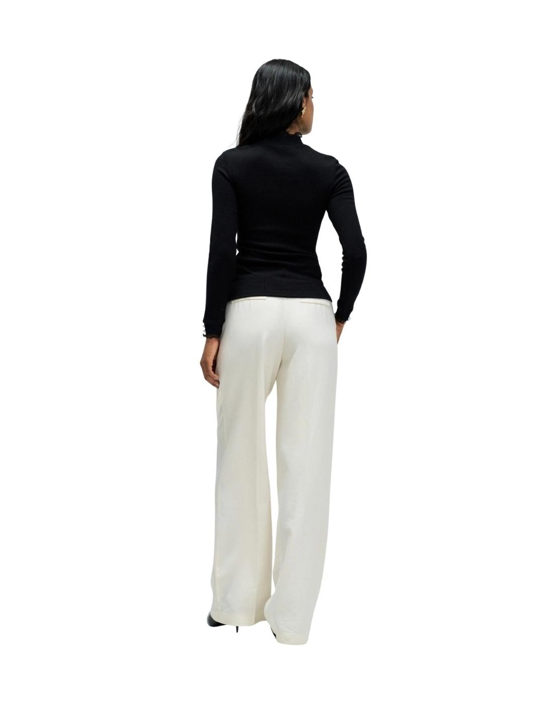 Salsa Jersey de punto con cuello de tul Negro