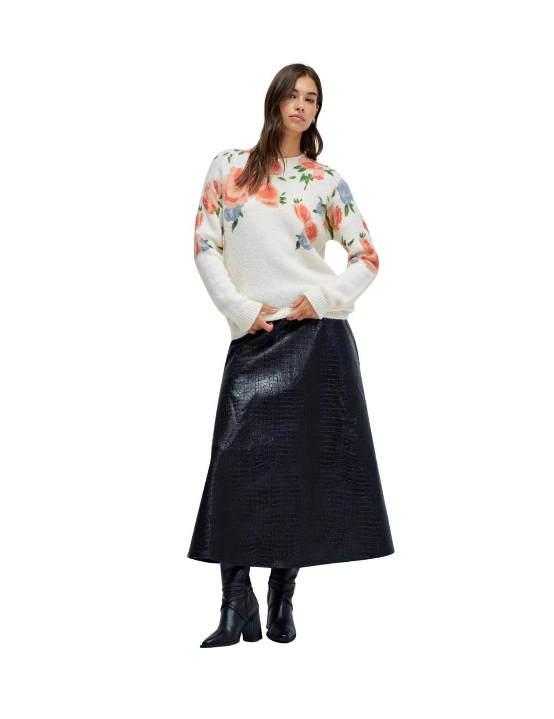 Salsa Jersey de lana estampado floral Blanco