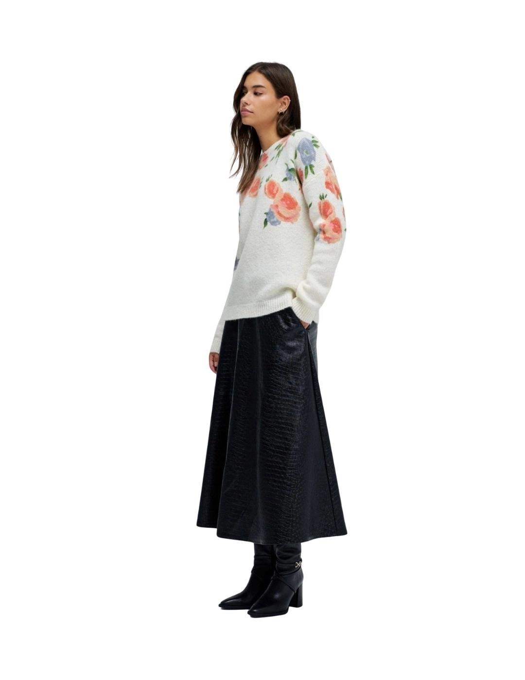 Salsa Jersey de lana estampado floral Blanco